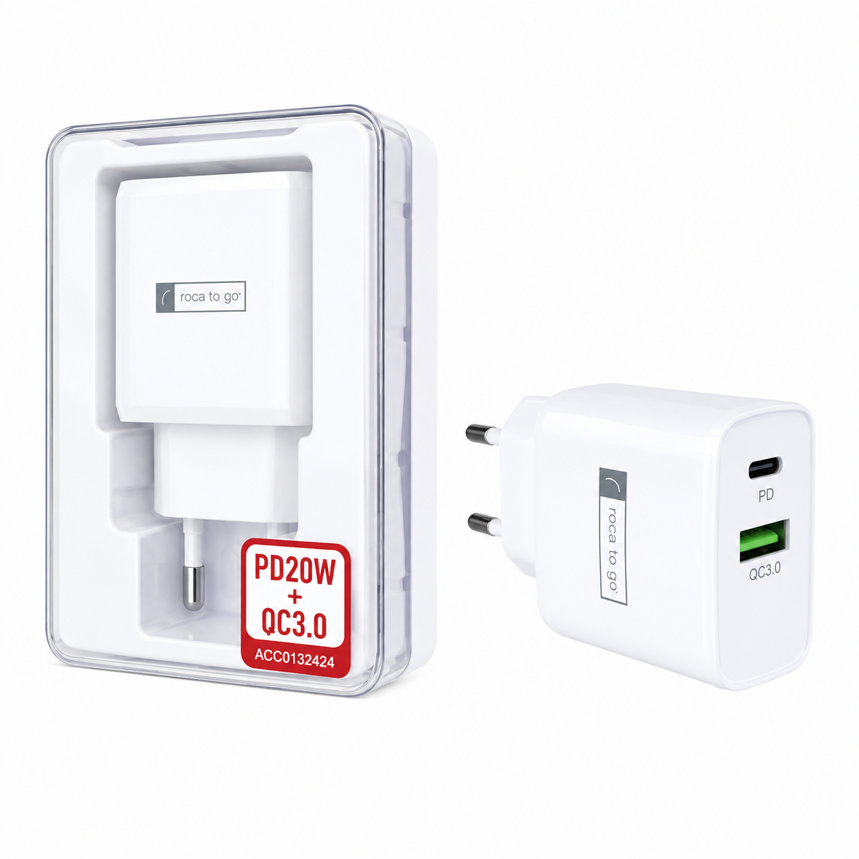 Cargador Rápido ROCA TO GO USB / TIPO C 20W