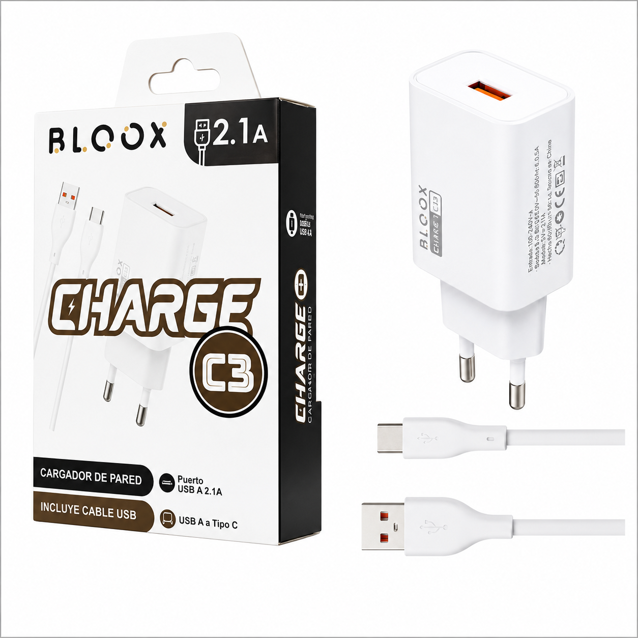 Cargador BLOOX Tipo C 2.1A