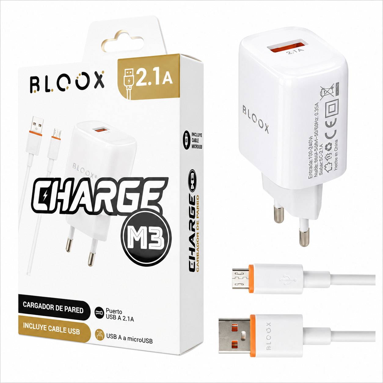 Cargador BLOOX MicroUSB 2.1A
