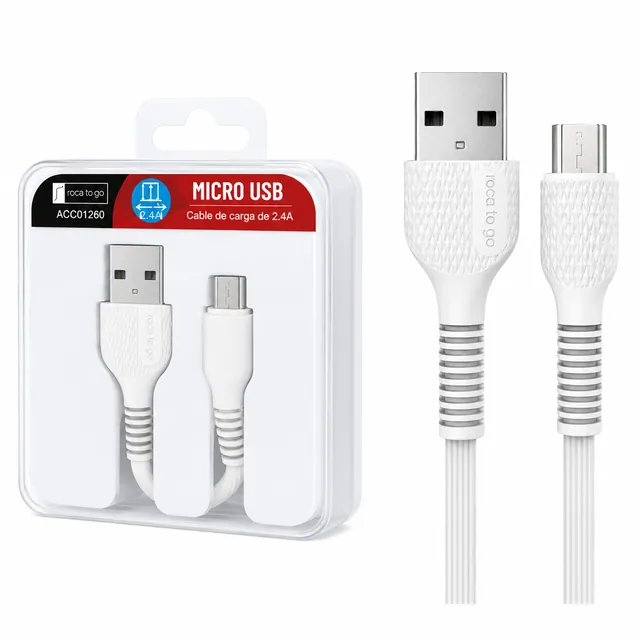 Cable de Datos ROCA TO GO USB A a MicroUSB Blanco