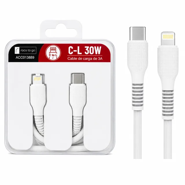 Cable de Datos ROCA TO GO USB C a Lightning Blanco